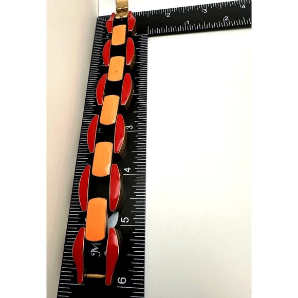 Mod Chic Enamel Colorblock Link Bracelet Multicolor Enamel Retro Inspired Casual - Picture 4 of 9